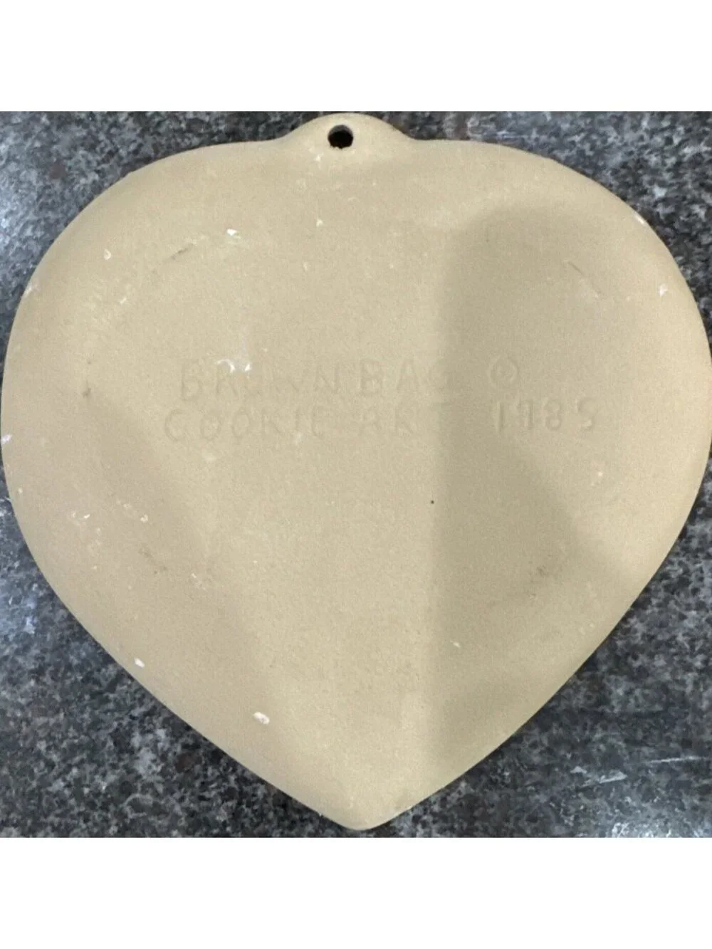 Heart-Shaped Brown Bag Cookie Art Stone Mold Birds & Flowers Design 1985 Vintage
